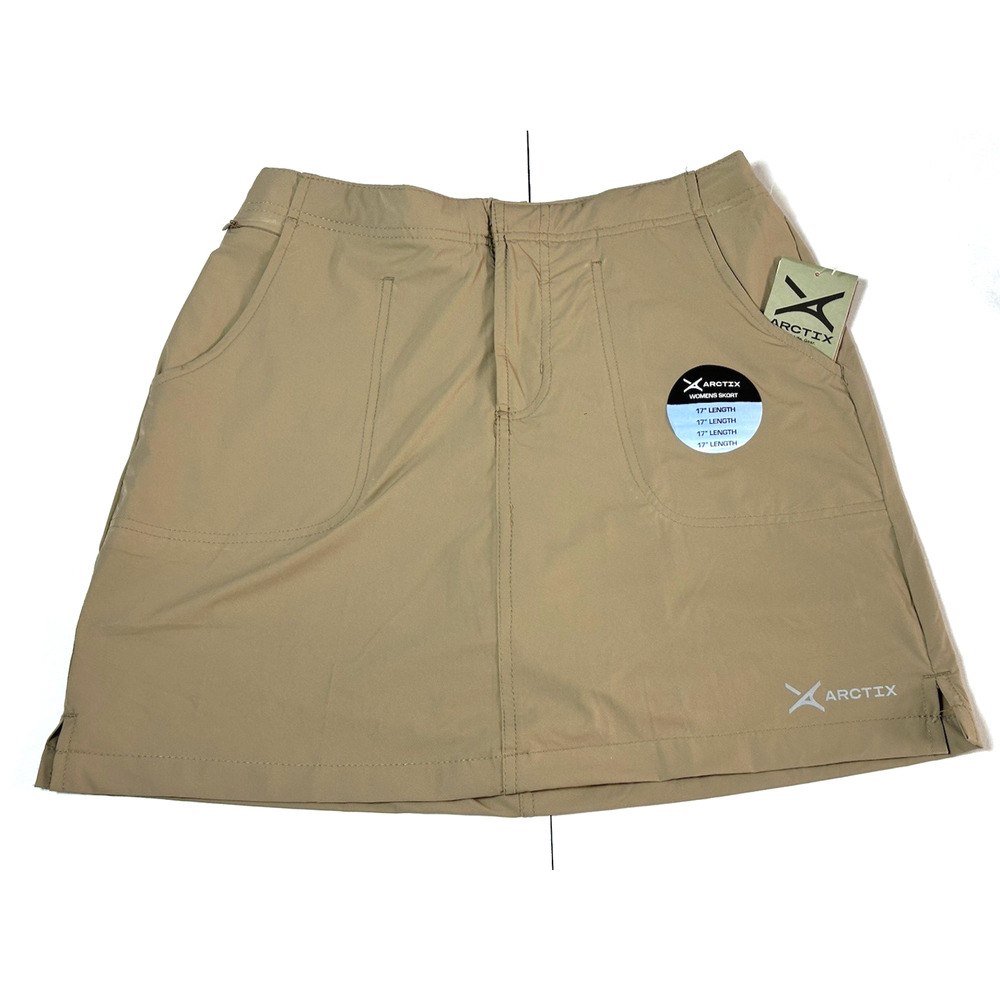 ARCTIX Women's Active Skort Zipped Coin Pocket M‎ (8-10) Tan Beige